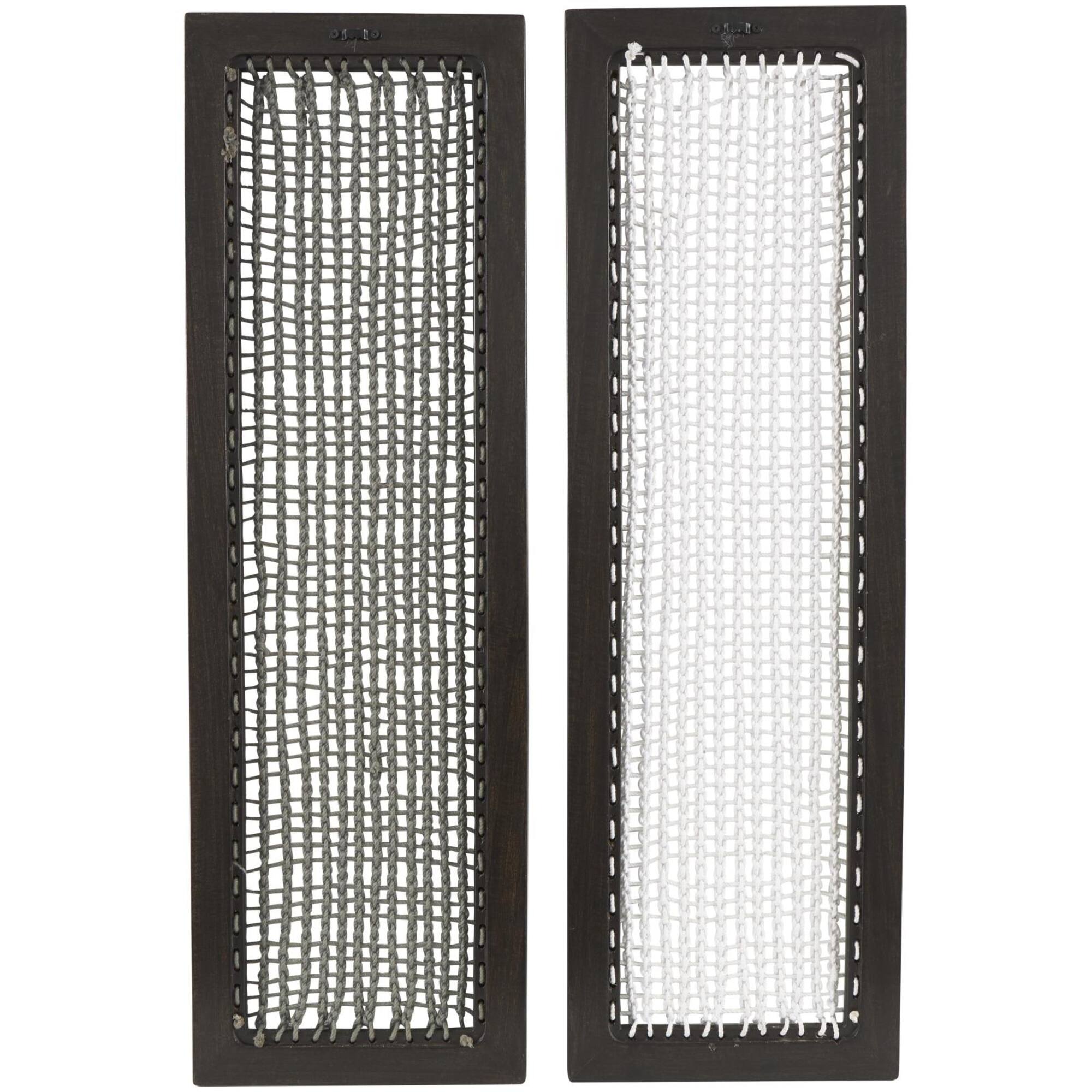 12" x 38" Dark Brown Mango Wood & Macrame Handmade Wall Décor Set